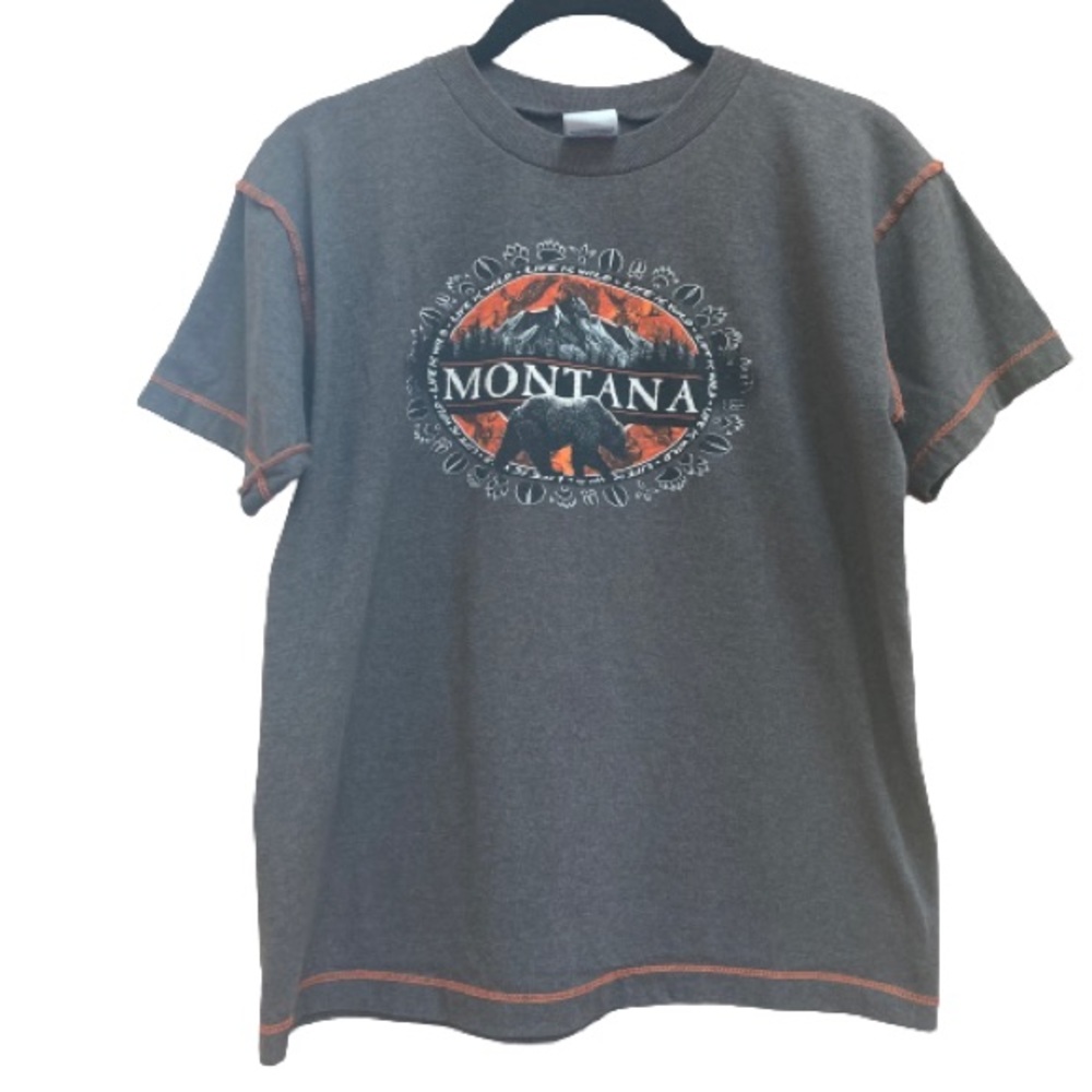 Vintage Prairie Mountain Contrast Stitch Montana Bear Graphic Tee